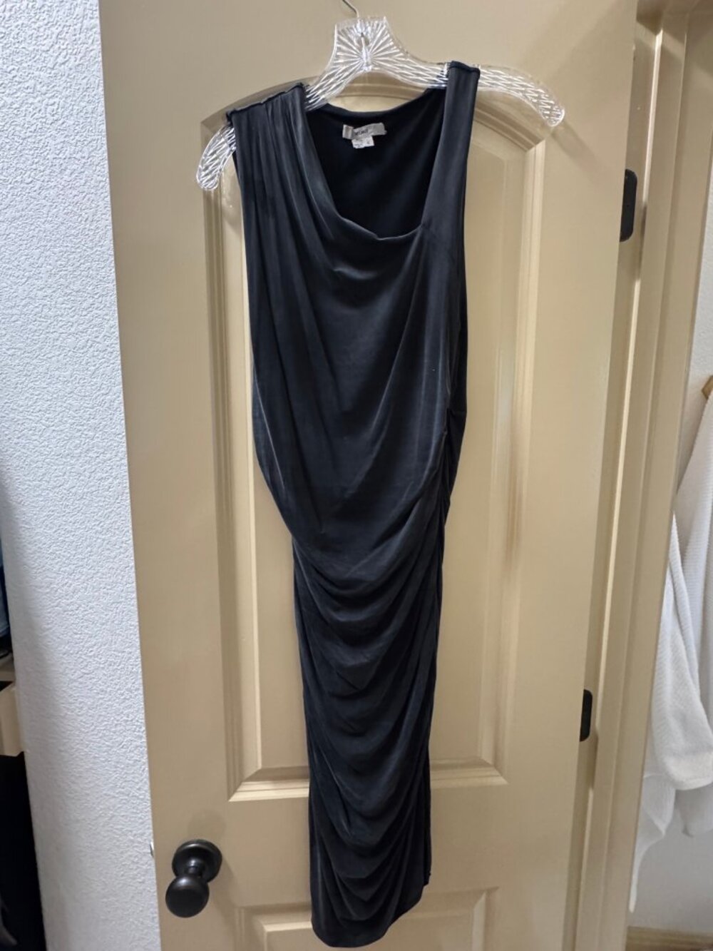 Helmut Lang Black Draped Cowl Midi Dress Size S